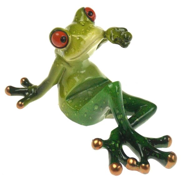 Novelty Frog Figurine Cell Phone Holder Stand Gold - Picture 1 of 2